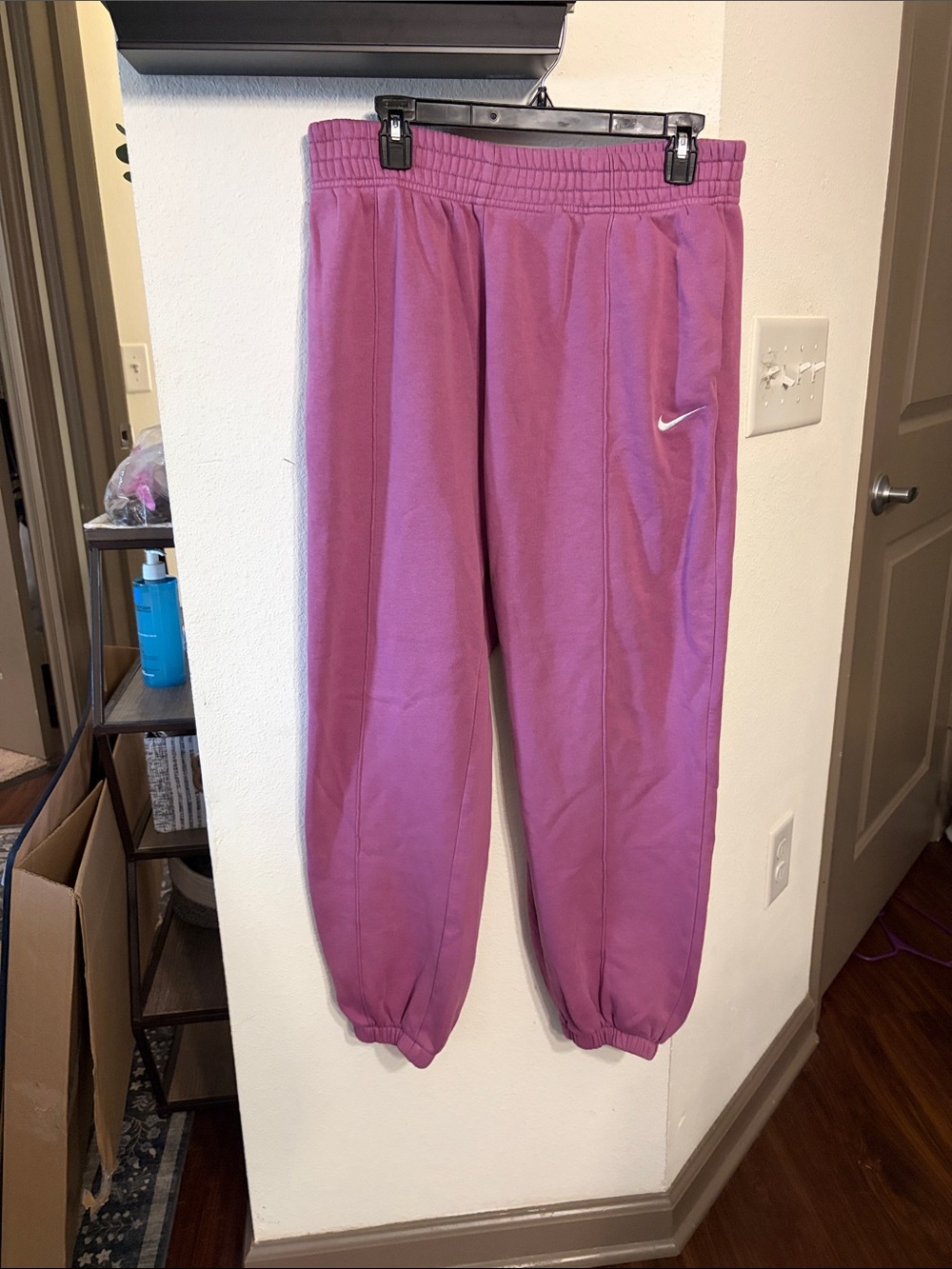 Nike Pink Women’s' Fleece Jogger Sweatpants with White Swoosh